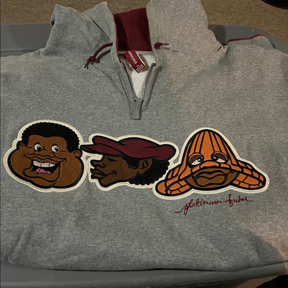 Gray FUBU Hoodie with Burgundy Accents sz 6x - Picture 3 of 6